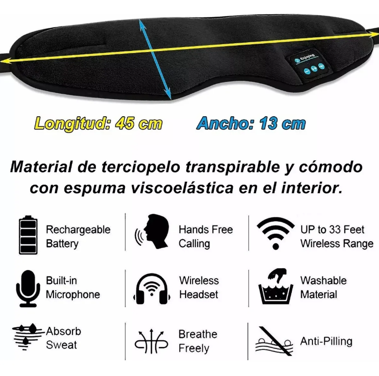 Antifaz Con Audífonos Bluetooth